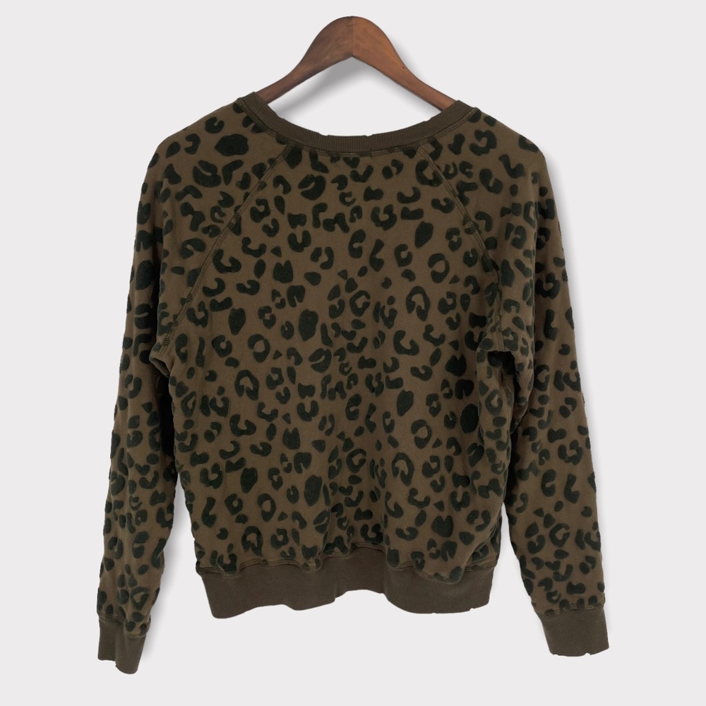 Rails Theo Flocked Olive Green Leopard Sweater - Picture 2 of 7